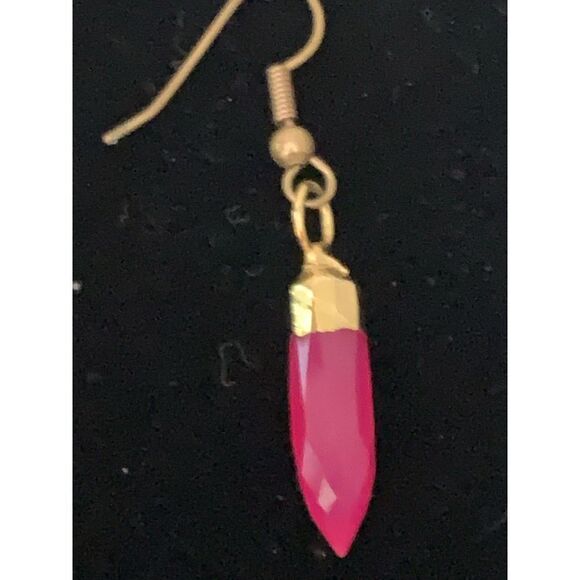 Pink Stone Hook Back Earrings - Picture 9 of 12